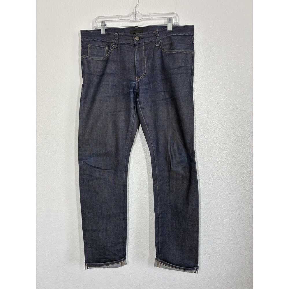 Uniqlo Kaihara Selvage Jeans Mens 34x32 Blue Slim Straight Low Rise Denim